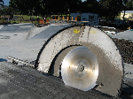 Cutting on an angle with a track mounted wallsaw
