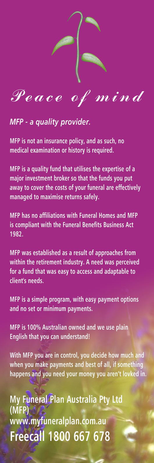 My Funeral Fund Australia Pty Ltd - Promotion