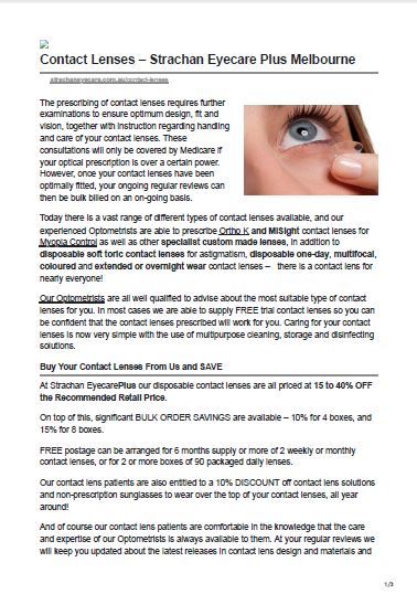 Strachan Eyecare Contact Lenses