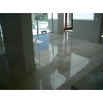 This was a limestone floor heavily damage during construction. See the result after we have polished the limestone.