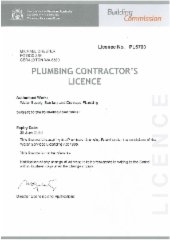 Plumbing Contractors Licence