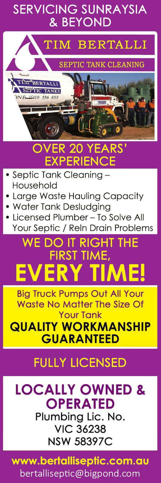 Tim Bertalli Septic Tank Cleaning - Promotion