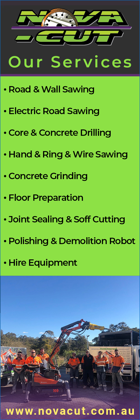 Nova -Cut Concrete Sawing Pty Ltd - Promotion