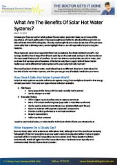 Solar Hot Water System Benefits