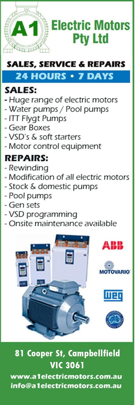 A1 Electric Motors Pty Ltd - Promotion