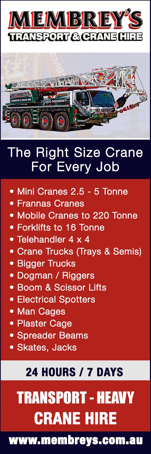 Membrey's Transport & Crane Hire - Promotion