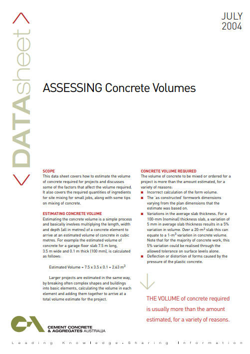 Assessing Concrete Volumes
