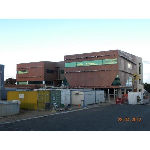 Catwalk and supporting structure prior to installation of aluminium facade.