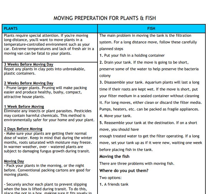Moving Fish & Plants
