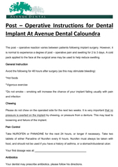 Post Implant Instructions