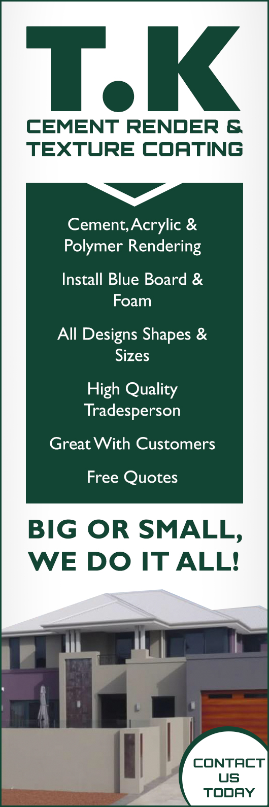 T.K Cement Render & Texture Coating - Promotion