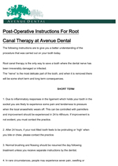 RCT Post Operative Instructions