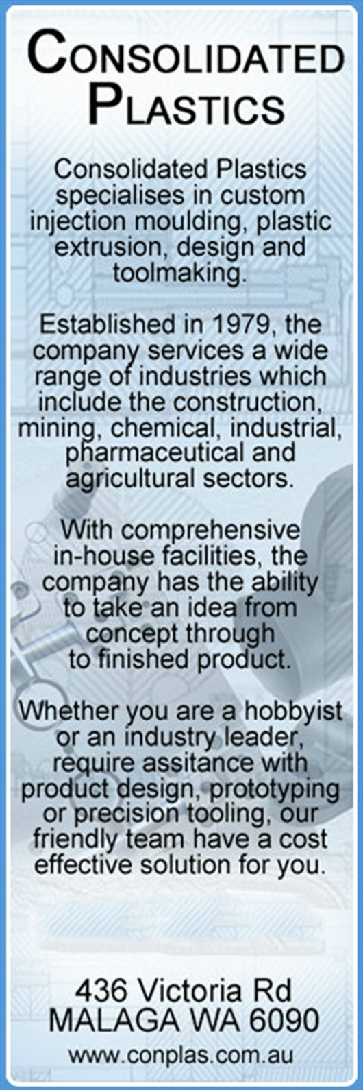 Consolidated Plastics Plastic Moulding Malaga Yellow Pages®