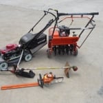 Gardening Equipment, Mowers, Lawn Aerator/ Corer, Hedge Trimmers, Brush Cutters