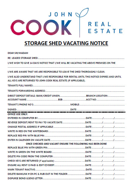 Vacate Notice