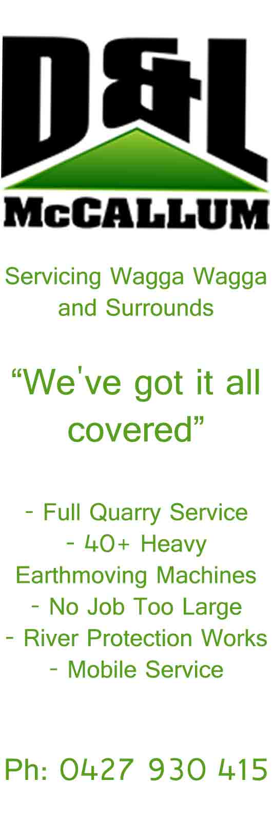 D & L McCallum Pty Ltd Excavation & Earthmoving Contractor Coolamon