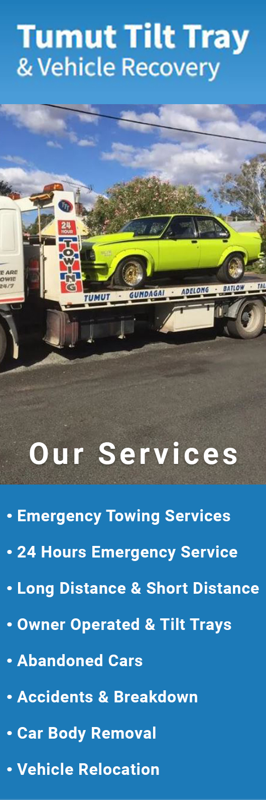 Tumut Tilt Tray & Vehicle Recovery Pty Ltd - Promotion
