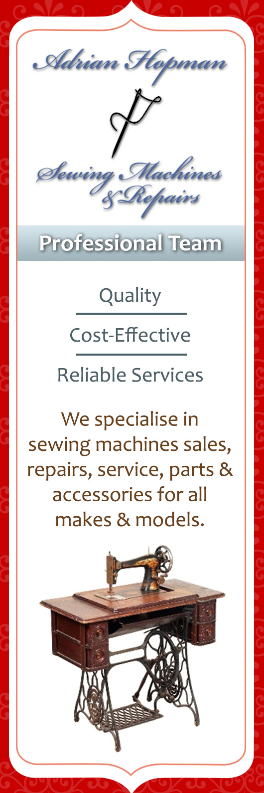 Adrian Hopman - Sewing Machines & Repairs - Promotion