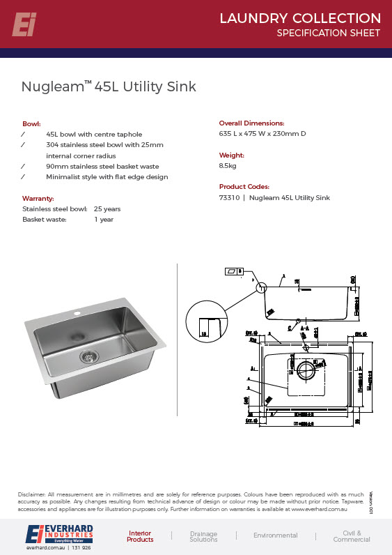 Nugleam 45L Utility Sink