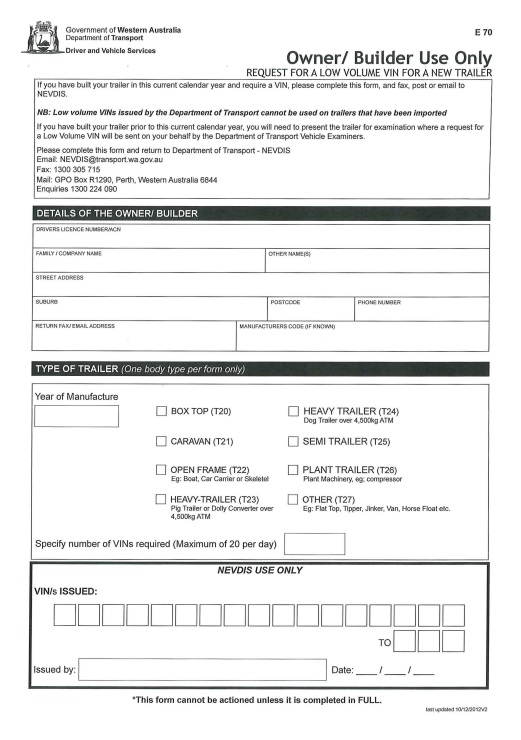 Vin Plate Form