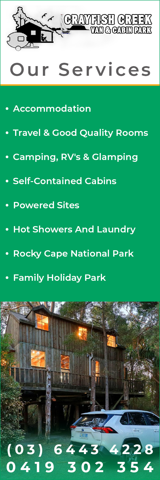 Crayfish Creek Caravan Park & Holiday Cabins - Promotion