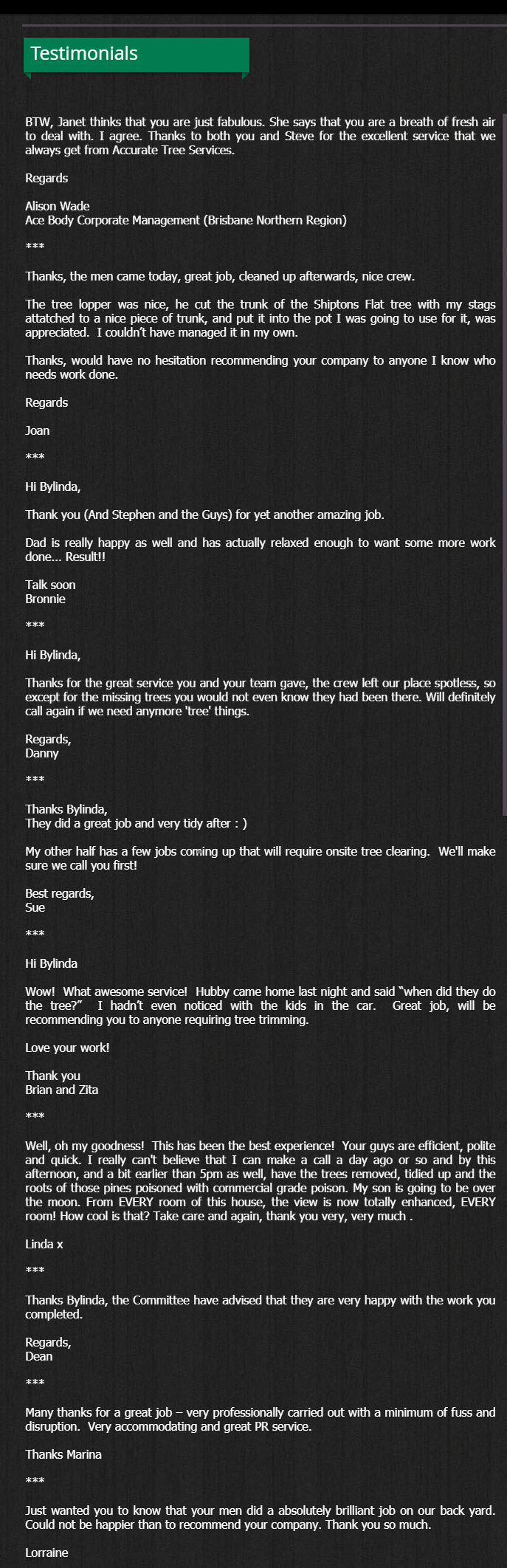 Client Testimonials