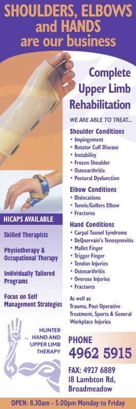 Hunter Hand And Upper Limb Therapy - Promotion