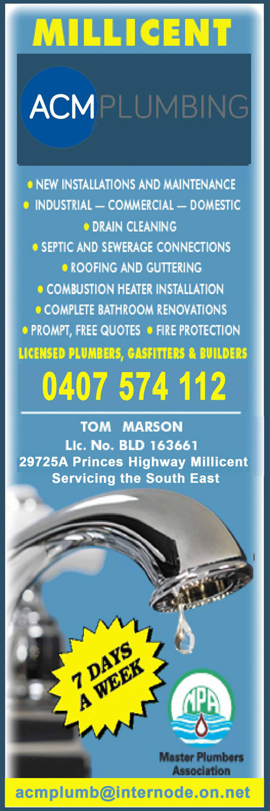 ACM Plumbing SE Pty Ltd - Promotion