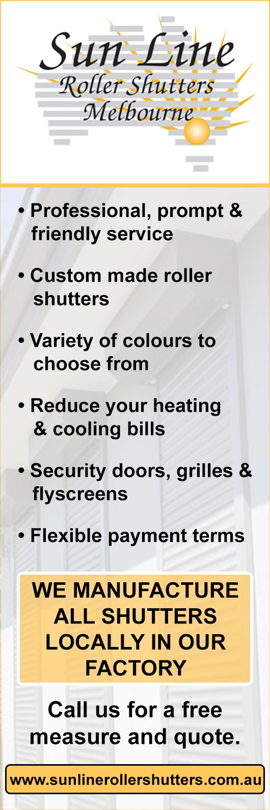 Sun Line Roller Shutters Melbourne - Promotion