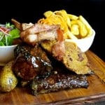 250g Rump Steak, Lamb Cutlet, Half A Rack Of Beef Ribs, Beef Sausage And Bacon