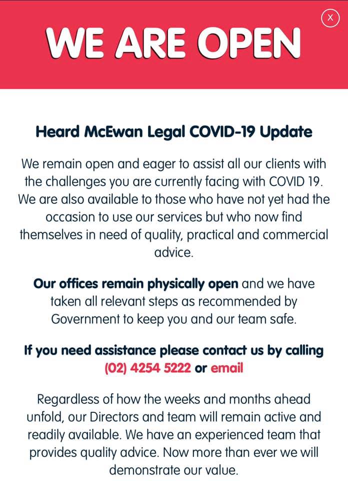 Heard McEwan Legal Covid19Update