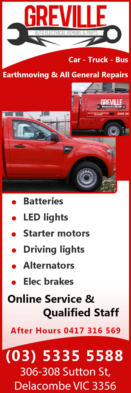 Greville Auto Electrical Repairs & Parts - Promotion