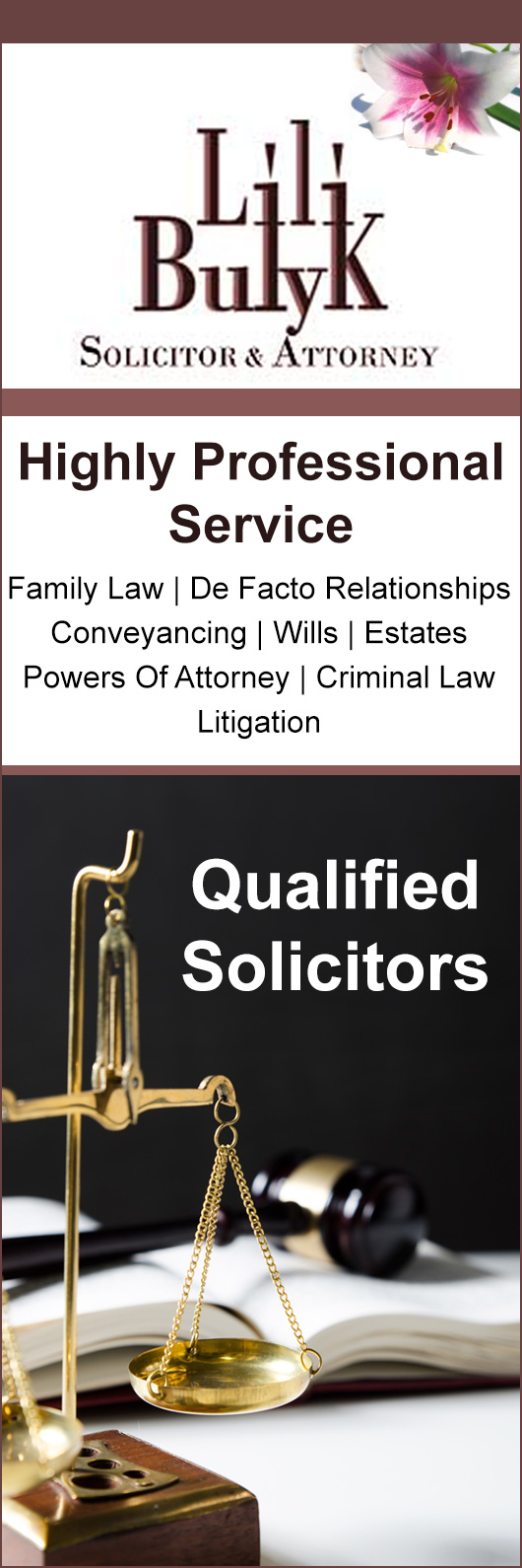 Lili Bulyk Solicitor & Attorney - Promotion