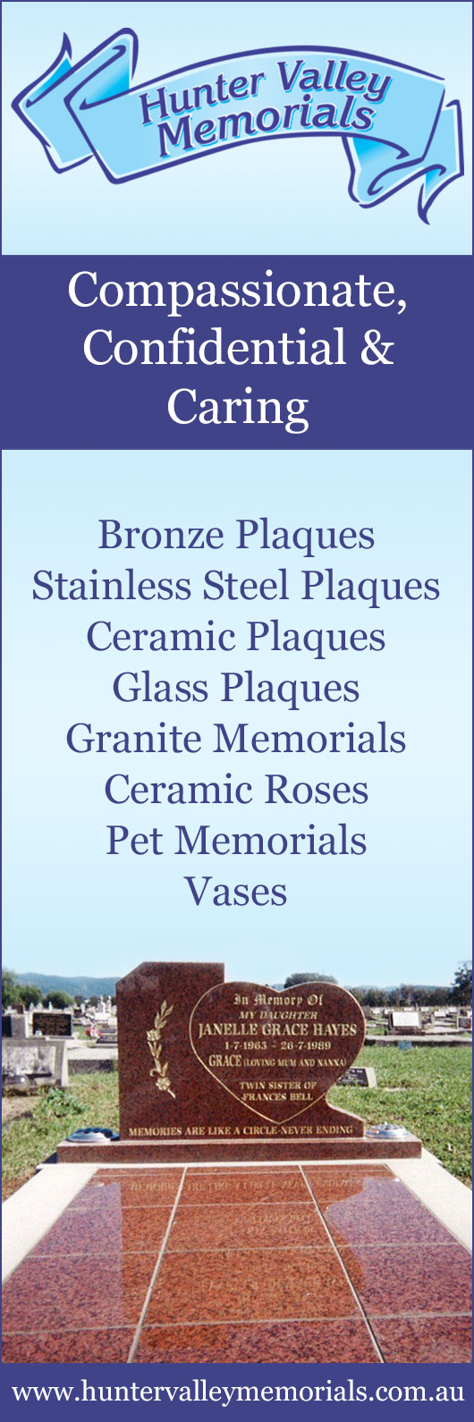 Hunter Valley Memorials - Promotion
