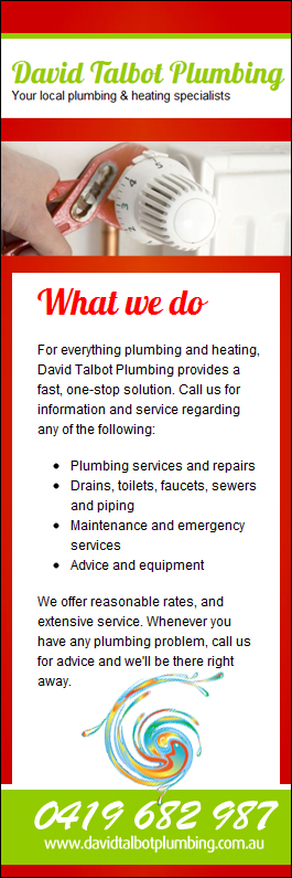 David Talbot Plumbing - Promotion