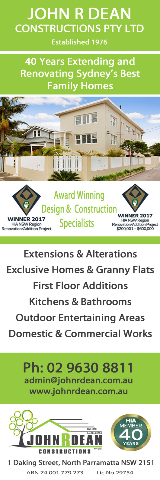 John R. Dean Constructions Pty Ltd - Promotion