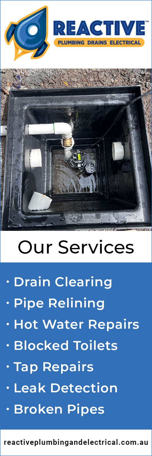 Reactive Plumbing Drains & Electrical - Promotion
