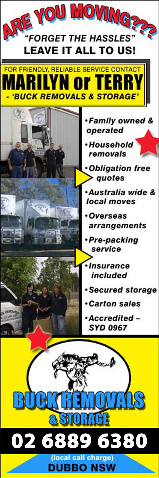 Call Marilyn or Terry for all your removal needs