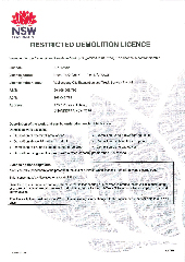Demolition Licence Exp 2021
