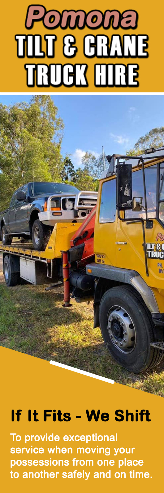 Pomona Tilt Crane Truck Hire Towing Service Gympie Yellow Pages