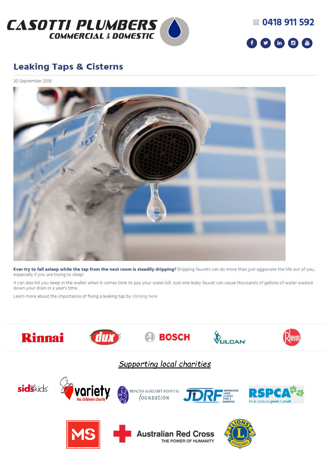 Leaking Taps and Cisterns