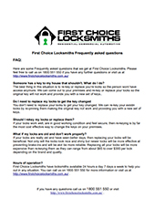 First Choice Locksmiths FAQs