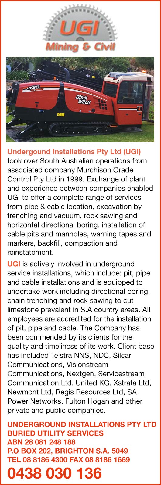 Underground Installations Pty Ltd - Promotion