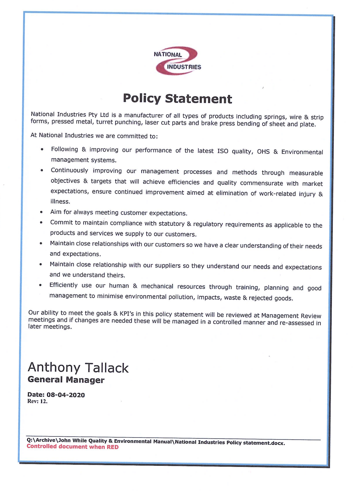 Policy Statement