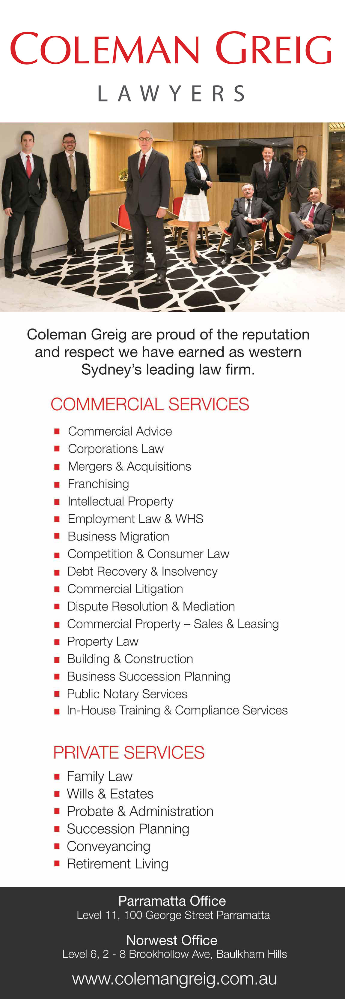 Coleman Greig Lawyers Lawyer Level 15/ 32 Smith St Parramatta