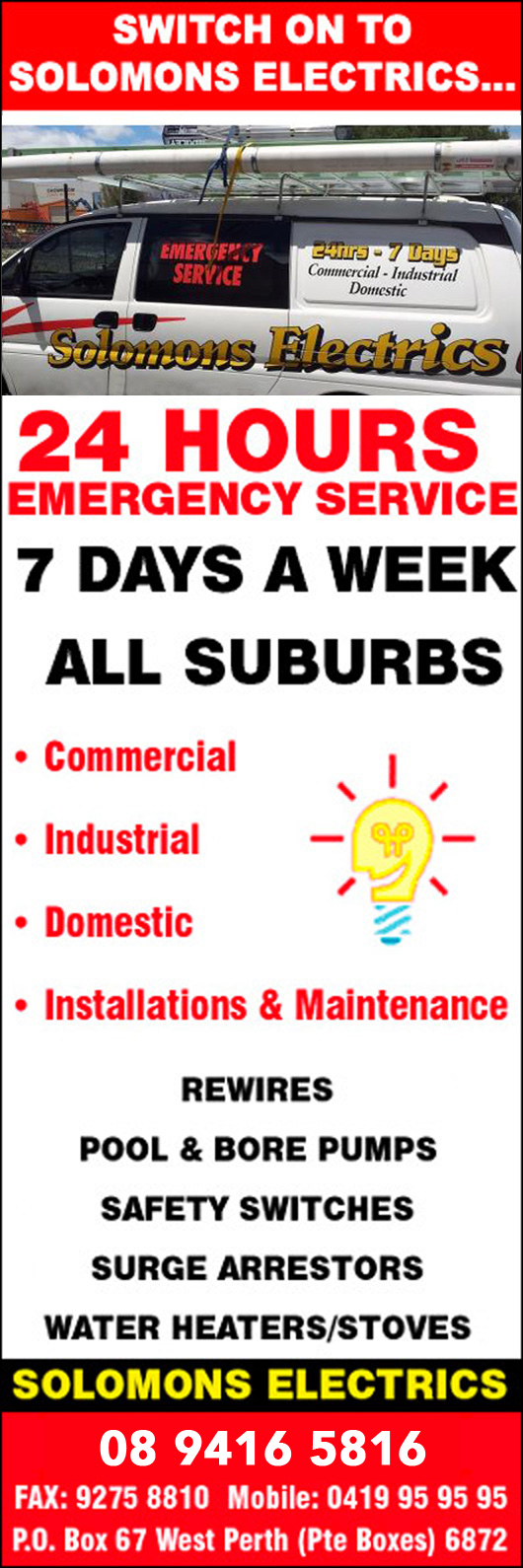 Solomons Electrics (Lic No. EC004065) - Promotion