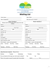 Waiting List Form