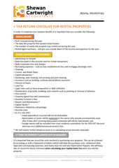 Tax Checklist Rental Property