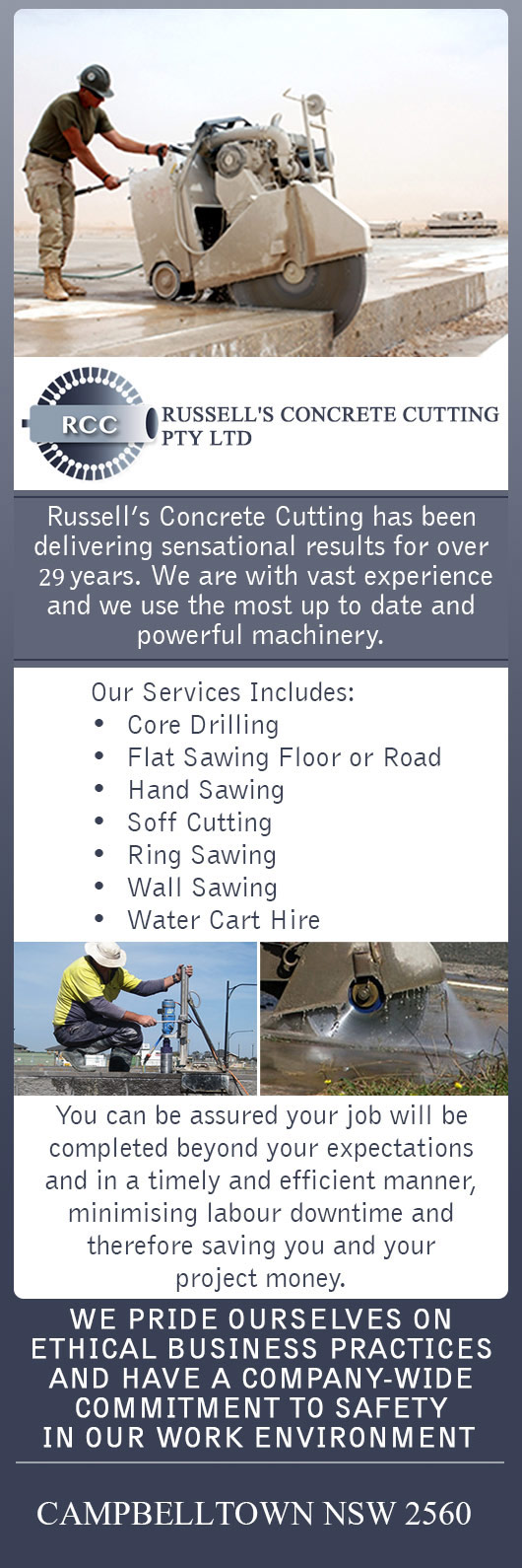 Russell's Concrete Cutting Pty. Ltd. - Promotion