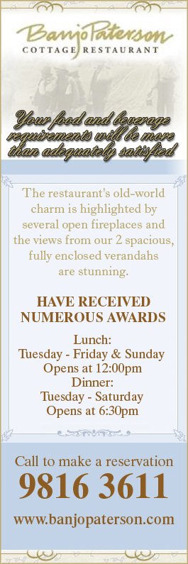 Banjo Paterson Cottage Restaurant - Promotion